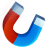 Symbole d’aimant rouge et bleu en forme de U